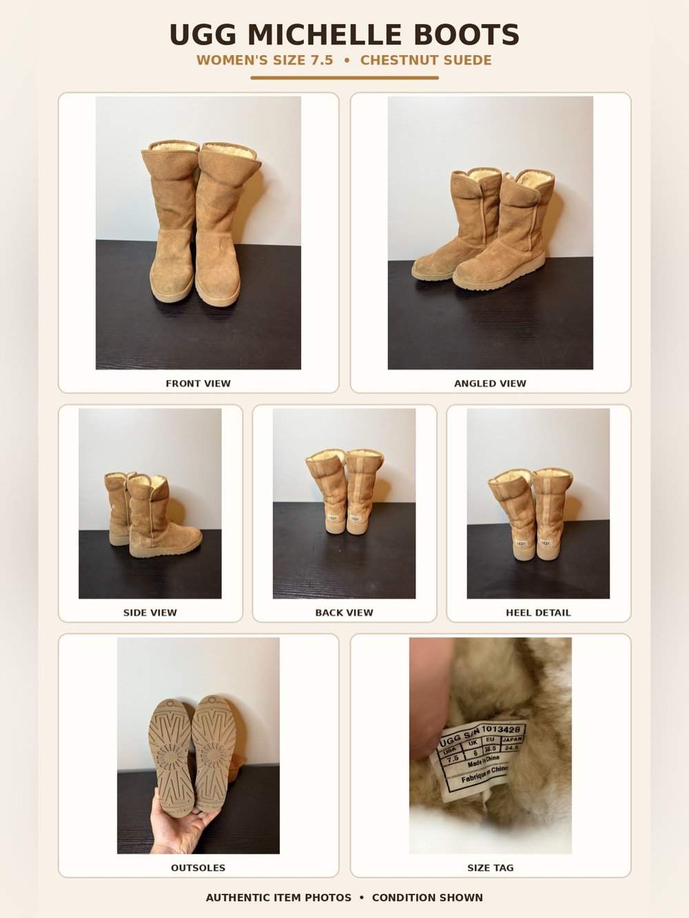 UGG Chestnut Suede Mid-Calf Shearling Boots